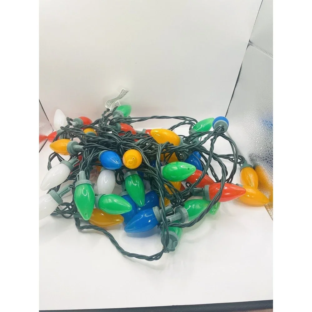 Lot of 3 Sets Opaque Colored Retro Christmas Lights w/Green Wire (50) Each C2